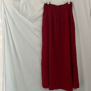 Burgundy Tie Front Maxi Skirt